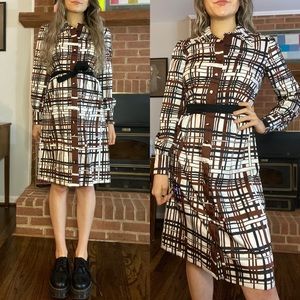 Vintage 70s Union Made Eleanor Brenner Couture Dagger Collar Plaid A-Lin…